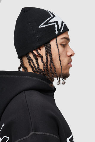 LW STAR SKULL BEANIE - BLACK