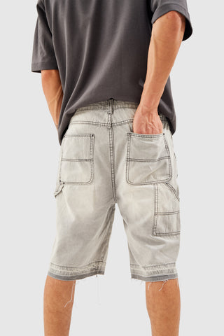 DISTRESSED DENIM SHORT - GREY