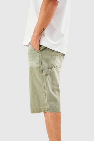 DISTRESSED DENIM SHORT - KHAKI